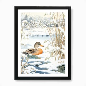 Winter Bird Painting Mallard Duck 3 Art Print