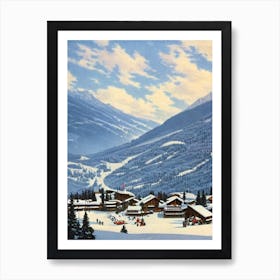 Les Arcs, France Ski Resort Vintage Landscape 3 Skiing Poster Art Print