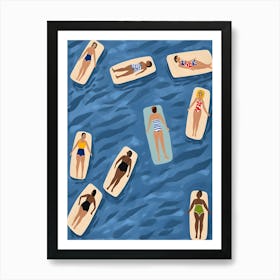 Relaxing Group Float Trip On A Calm Ocean 1 Art Print