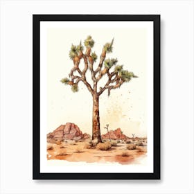  Minimalist Joshua Tree At Dusk In Desert Line Art 3 Affiche