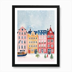 Denmark Copenhagen Travel Christmas Painting Art Print