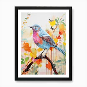 Colourful Bird Painting Mockingbird 3 Art Print