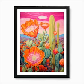 Cactus In The Desert Painting Devils Tongue Cactus 1 Art Print