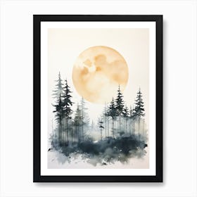 Watercolour Painting Of Bialowieza Forest   Poland And Belarus1 Art Print