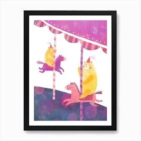 Bears On Carousel Art Print