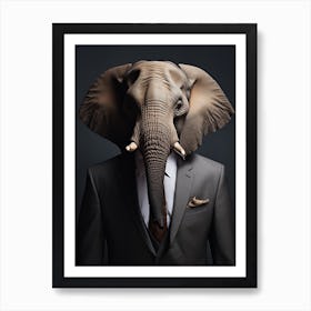 African Elephant Wearing A Suit 2 Art Print