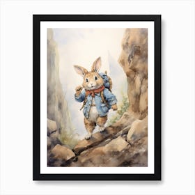 Bunny Rock Climbing Rabbit Prints Watercolour 3 Art Print