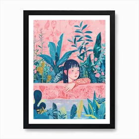 Girl With Plants Lo Fi Kawaii Illustration 1 Art Print