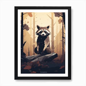 Raccoon Woodlands Illustration 2 Art Print