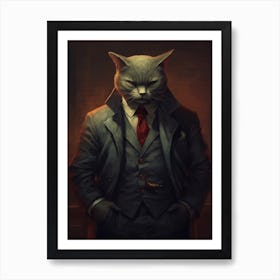 Gangster Cat Chartreux Art Print