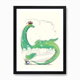 Loch Ness Monster In The Bath Art Print