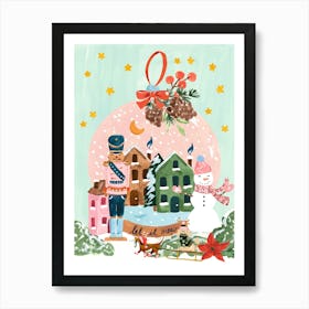 Christmas Snow Globe Art Print