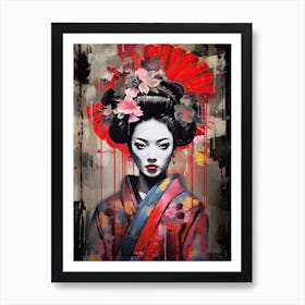 Grafitti Of A Geisha Street Art 2 Art Print