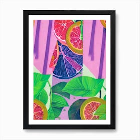 Grapefruit 2 Risograph Retro Poster Fruit Art Print