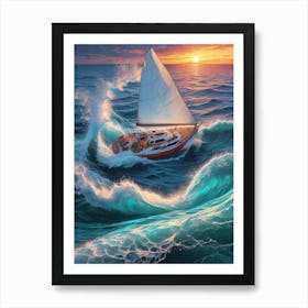 Sailboat In The Ocean Art Print