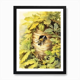 Leafcutter Beehive Watercolour Illustration 3 Art Print