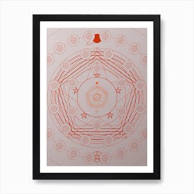 Geometric Abstract Glyph Circle Array in Tomato Red n.0127 Art Print