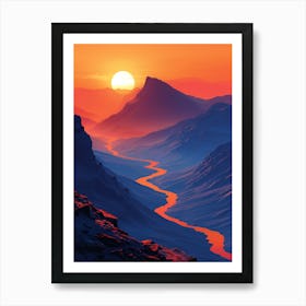 Sunset Over A River Art Print