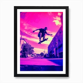 Skateboarding In Montreal, Canada Futuristic 3 Art Print