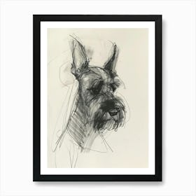 Scottish Terrier Dog Charcoal Line 3 Art Print