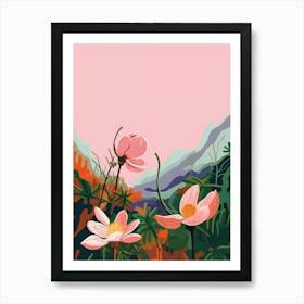 Boho Wildflower Painting Wood Anemone 1 Art Print