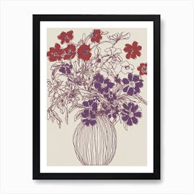 Floral Still Life Sketch Line Art 5 Art Print