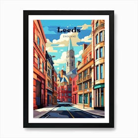 Leeds England Summer Streetview Travel Art Illustration Art Print