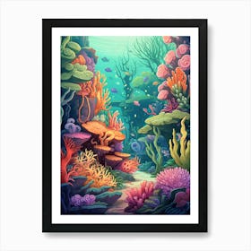 Coral Reef Cartoon 4 Art Print