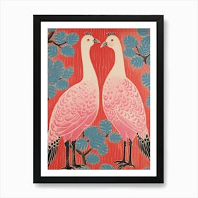Vintage Japanese Inspired Bird Print Turkey 4 Art Print