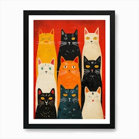 Beautiful Painting Funky Cats 18 Art Print