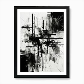 Chaos Abstract Black And White 3 Art Print