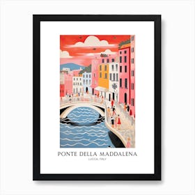 Ponte Della Maddalena, Lucca, Italy Colourful 1 Art Print