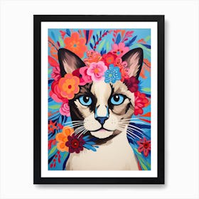 Balinese Cat With A Flower Crown Painting Matisse Style 2 Art Print