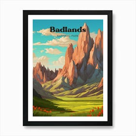 Badlands Park South Dakota Adventure Travel Art Art Print