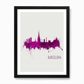 Barcelona Spain City Purple Art Print