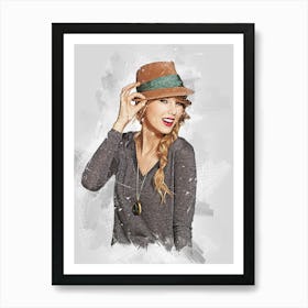 Taylor Swift Hat Watercolor Art Print