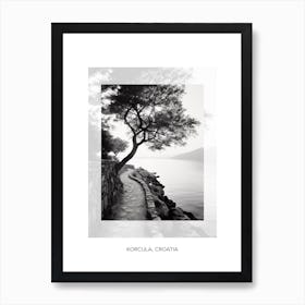 Poster Of Korcula, Croatia, Black And White Old Photo 2 Art Print