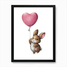 Bunny With Heart Balloon Art Print