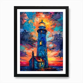 Sunset Lighthouse Art Print