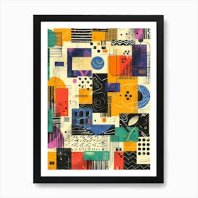 Playful And Colorful Geometric Shapes Arranged In A Fun And Whimsical Way 28 Art Print