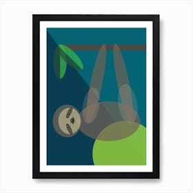 Mid Century Geometric Sloth Art Print