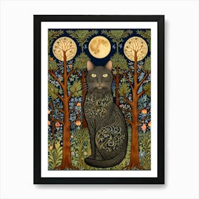 William Morris Cat In The Moonlight 32 Art Print