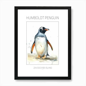 Humboldt Penguin Zavodovski Island Watercolour Painting 1 Poster Poster