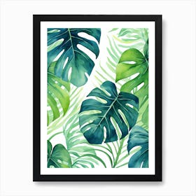 Watercolor Tropical Leaves Art Print
