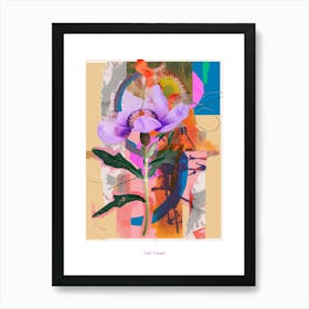 Flax Flower 1 Neon Flower Collage Poster Art Print