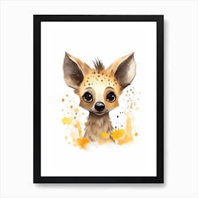 Watercolour Jungle Animal Baby Hyena 3 Art Print