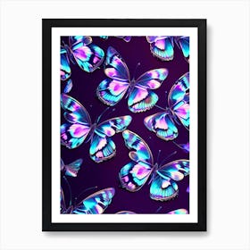 Butterflies Repeat Pattern Holographic 1 Art Print