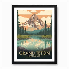 Grand Teton National Park Vintage Travel Poster 4 Art Print