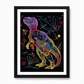 Neon Dinosaur Constellation Art Print