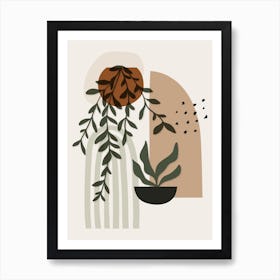 Indoor Plants Beige Boho Botanical Art Print